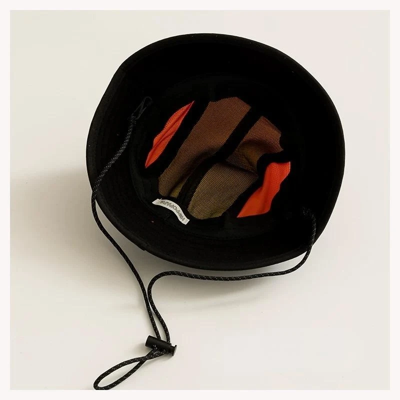 Men's Black Bucket Hat With String Nearby
